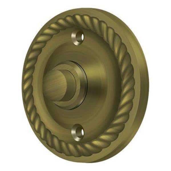 Bell Button, Round Rope Antique Brass