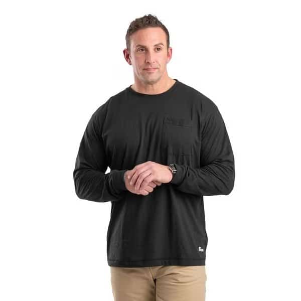 Performance Long Sleeve Pocket Tee, 2XL, Black, 2XLT