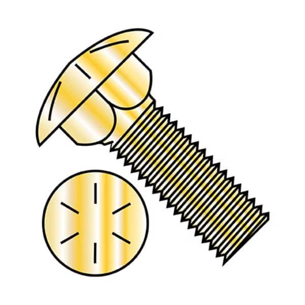 1/2-13X5 BOLT CARRIAGE GR8 FUL/THR ZINC YELLOW, PK100