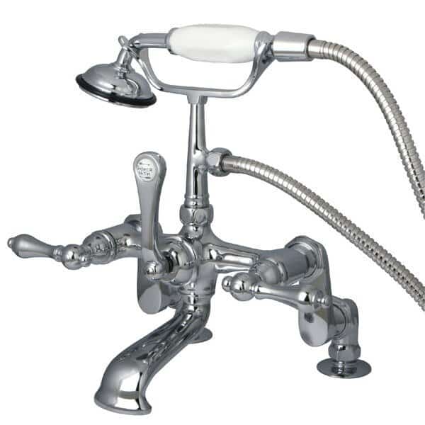 Deck-Mount Clawfoot Tub Faucet, Standard, 3" to 12", 2, Deck Mount, Polished Chrome