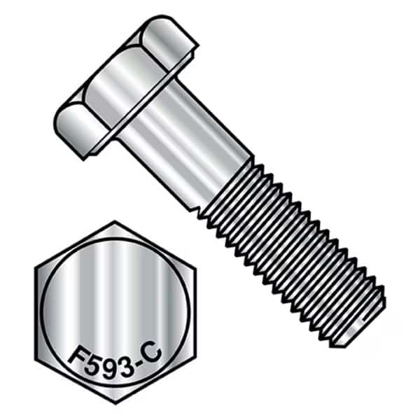 18-8, 3/8"-16 Hex Head Cap Screw, Plain Stainless Steel, 3/4 in L, 100 PK