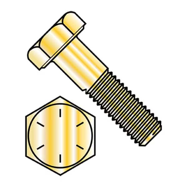 Grade 8, 1-1/8"-7 Hex Head Cap Screw, Zinc Yellow Steel, 10 in L, 12 PK