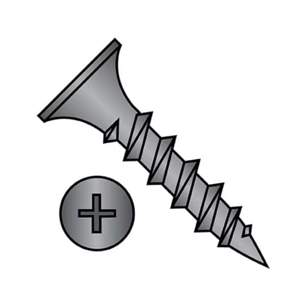 Drywall Screw, #9 x 3/4 in, Steel, Flat Head Phillips Drive, 4500 PK