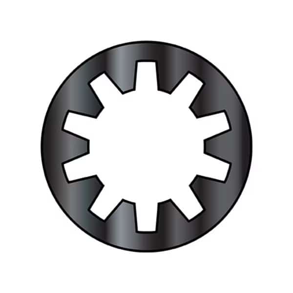 Internal Tooth Lock Washer, For Screw Size M3.5 Spring Steel, Black Oxide and Oil Finish, 10000 PK