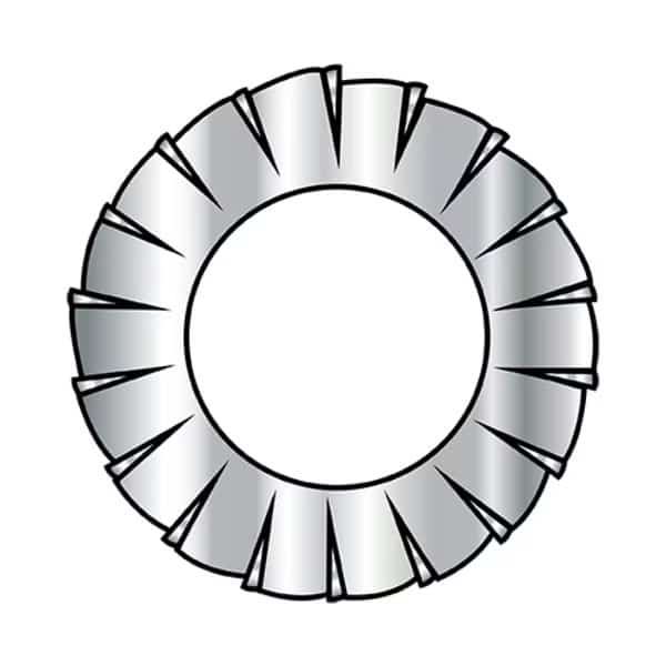 External Tooth Lock Washer, For Screw Size M4 Stainless Steel, Plain Finish, 10000 PK