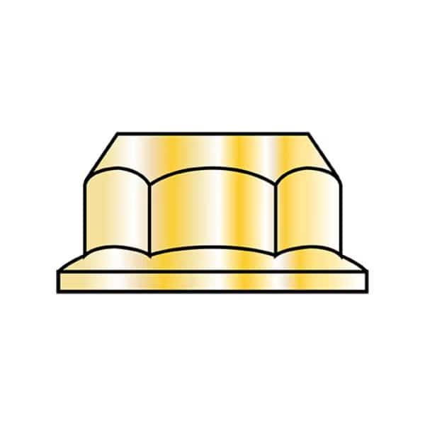Flange Nut, M6-1.00, Steel, Class 10, Zinc Yellow, 10 mm Hex Wd, 3000 PK