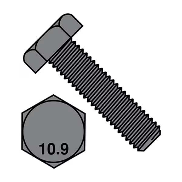 Class 10.9, M8-0.30 Hex Head Cap Screw, Plain Steel, 30 mm L, 600 PK