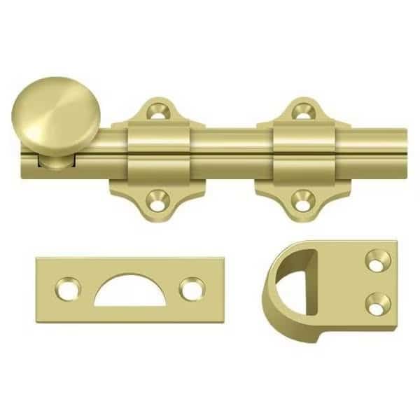 Dutch Door Bolt, Heavy Duty Bright Brass 4"