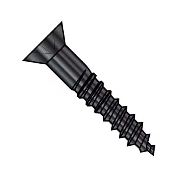 Wood Screw, #10, 1-1/4 in, Black Oxide Steel Flat Head Phillips Drive, 2000 PK