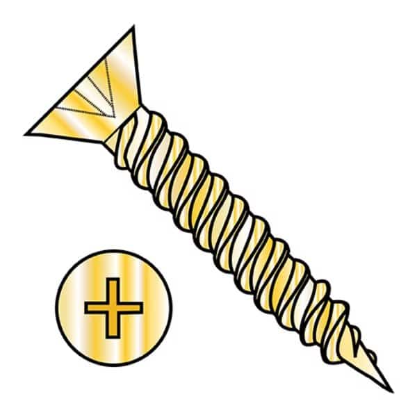 Wood Screw, #5, 5/8 in, Plain Brass Flat Head Phillips Drive, 10000 PK