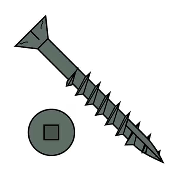 Deck Screw, #8 x 2-1/2 in, Steel, Flat Head, Square Drive, 6000 PK