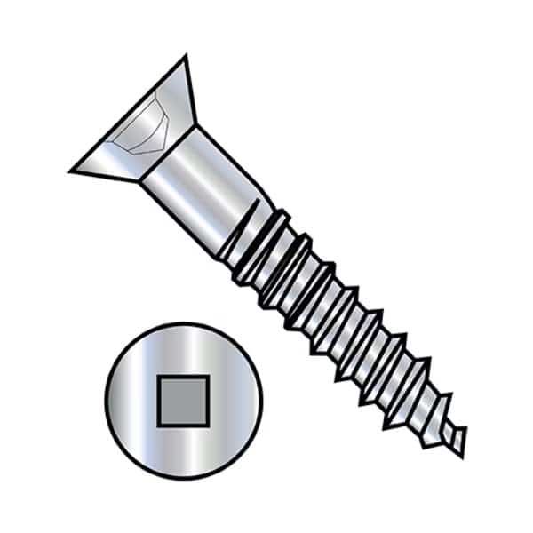 Wood Screw, #6, 5/8 in, Zinc Plated Steel Flat Head Square Drive, 9000 PK