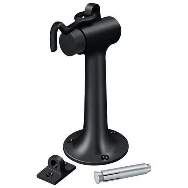 Floor Mount, 6" Bumper With Hook & Eye, Heavy Duty Black