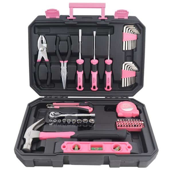 Household Tool Kit, 65 Pieces, Pink