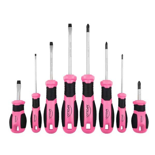 Screwdriver Set, Pink, 8 Pieces
