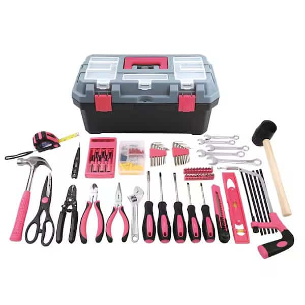 Household Tool Kit, 170 Pieces, Pink