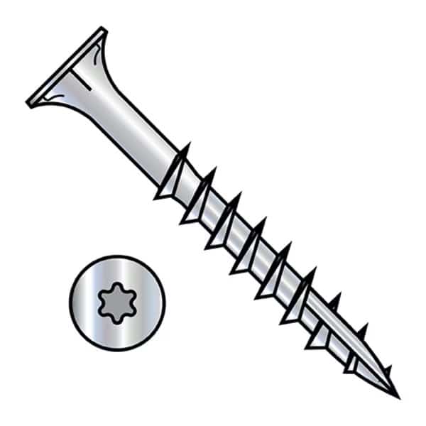 Wood Screw, #8, 2-1/4 in, Zinc Plated Steel Flat Head Torx Drive, 3500 PK