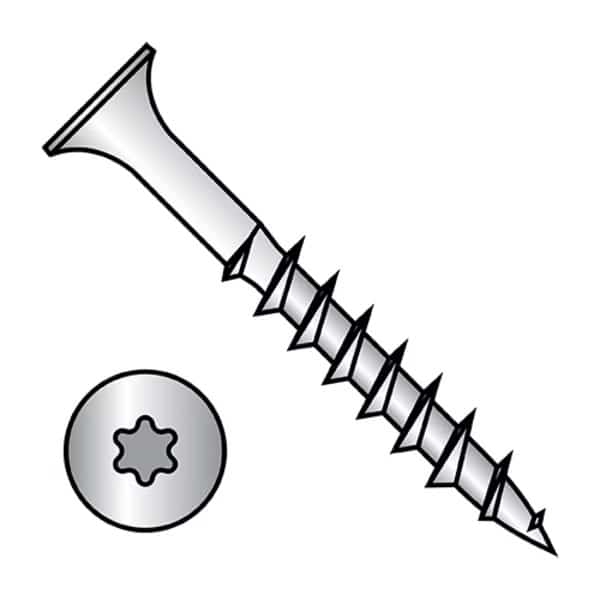 Deck Screw, #6 x 1-5/8 in, Steel, Flat Head, Torx Drive, 5000 PK
