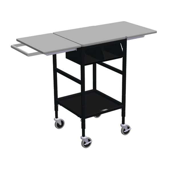 Sm Mobile Table w/Drop Lves, 2 Comp Org. Bin, Hang Bar & Btm Shelf