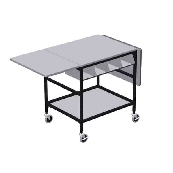 Mobile Work Table with Drop Leaves, 4 Comp Org. Bin & Bottom Shelf