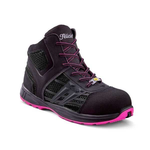 Women's 6 in Fiberglass Toe Safety Shoe, Black, 8, M