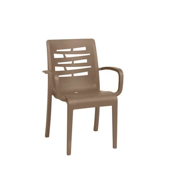 Essenza Stacking Armchair, Taupe, Grosfillex, Mfr#: US118181