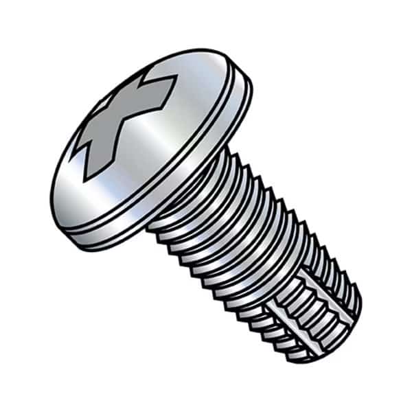 Thread Cutting Screw, 3/8"-16 x 1 in, Zinc Plated Steel Pan Head Phillips Drive, 600 PK