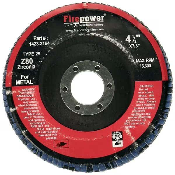 Type 29 Flap Disc, 4-1/2"X7/8", Za 80 Grit