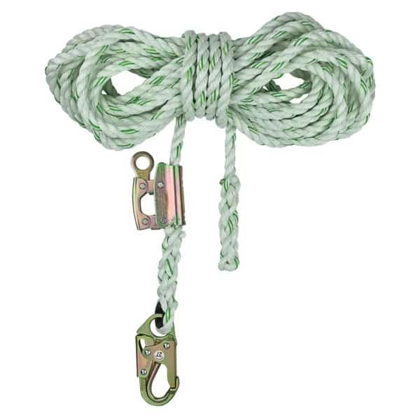 Rope Grab with Lifeline, For Rope Size 5/8", Zinc Plated Steel