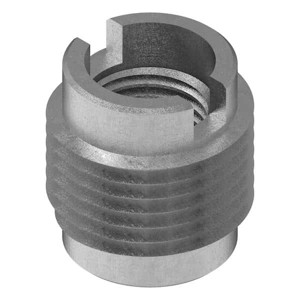 Knife Thread Insert, 3/8"-24 Int Thrd Sz, 5/8 in L, 1/2 in Dia., 18-8 Stainless Steel, Plain, 5 PK