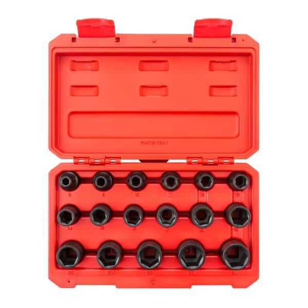 1/2 Inch Drive 6-Point Impact Socket Set, 17-Piece (8-24 mm)