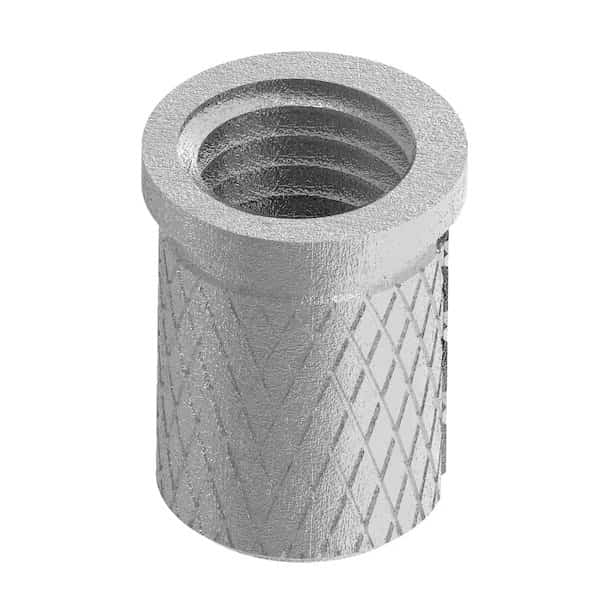 Press Insert, M8-1.25 Int Thrd Sz, 14.3 mm L, 9.880 mm Dia., Aluminum, Plain, 10 PK