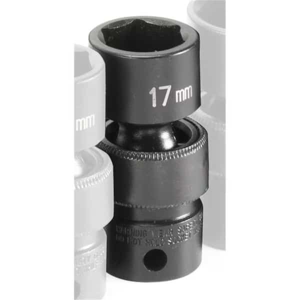 Socket,17mm,3/8"D,Impact,Univ 6pt., Mfr#: 1017UM, GREY PNEUMATIC
