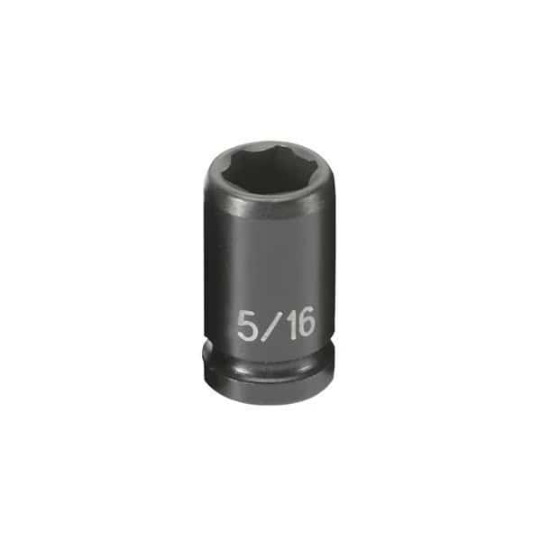 1/4" Drive, 5/16" Size, SAE Socket, 6 Points, 5/16", 1/4"D, Mag 6pt., Black