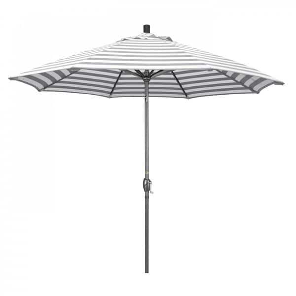 Patio Umbrella, Octagon, 101" H, Olefin Fabric, Gray White Cabana Stripe, California Umbrella, Mfr#: 194061032572