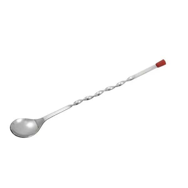 Red Knob Bar Spoon, Stainless Steel, 11"
