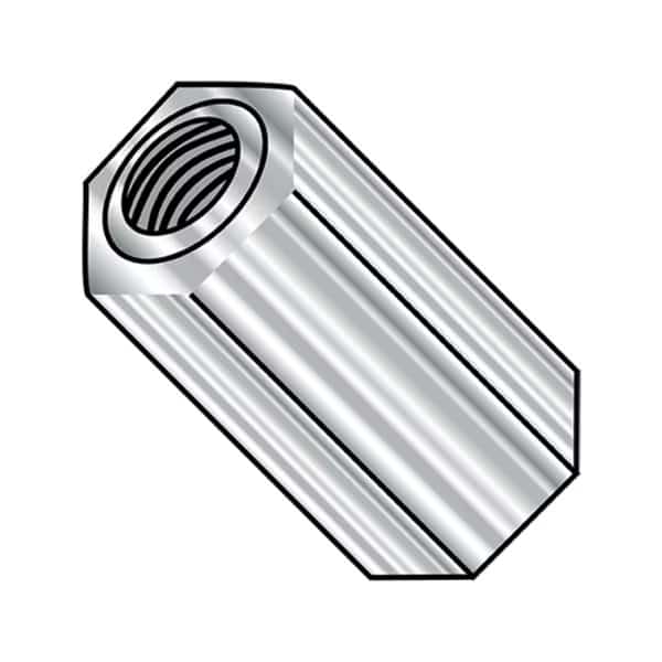 Hex Standoff, #4-40 Thrd Sz, 1-1/8 in L, Stainless Steel Plain, 1/4" Hex W, 500 PK