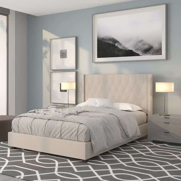 Platform Bed, Riverdale, Full, Beige