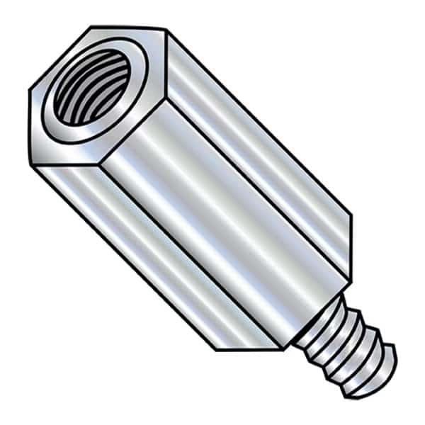 Hex Standoff, #4-40 Thrd Sz, 7/8 in Thrd L Steel Zinc, 1/4" Hex W, 250 PK