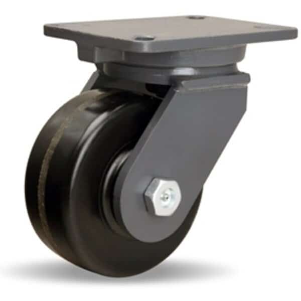 Champion Swivel Caster, 6" x 2-1/2" Phenolic Wheel, 1" Straight Roller Bearing