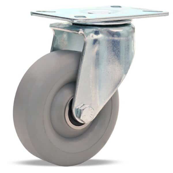 Hi-Lo Swivel Caster, 4" x 1 3/8" Versa-Tech Gray Rubber (65A) on Polyolefin Wheel, Hamilton, Mfr#: S-HL-4TE