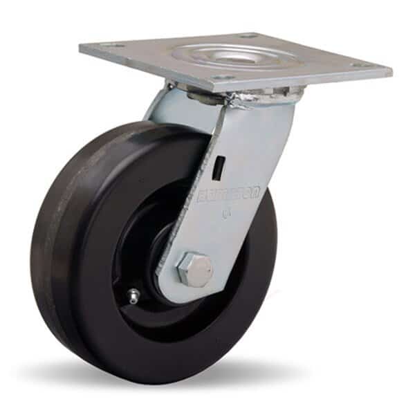 Medium Service Swivel Caster, 6" x 2" Plastex Phenolic Wheel, 3/4" Straight Roller Bearing
