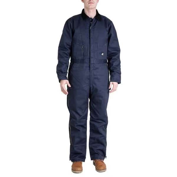 Coverall, Deluxe, Insulated, Twill, L, Reg, Navy, Size L