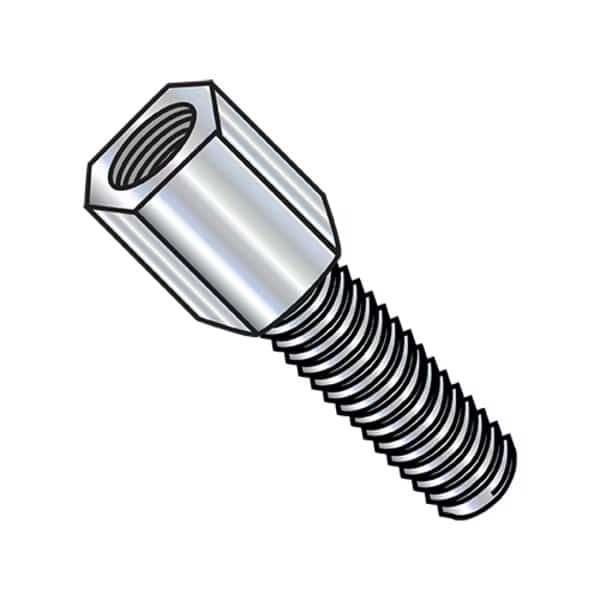 Jack Screw Standoff, #4-40 Thrd Sz, 3/16 in L, Steel Zinc Plated, 2000 PK