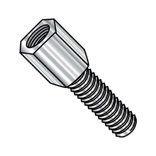 Jack Screw Standoff, #4-40 Thrd Sz, 7/16 in L, Stainless Steel Plain, 500 PK