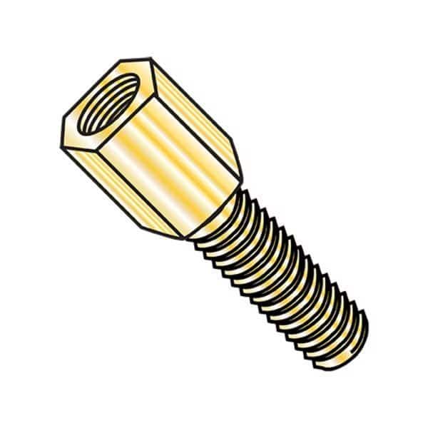 Jack Screw Standoff, #4-40 Thrd Sz, 9/16 in L, Steel Yellow Zinc Plated, 1000 PK