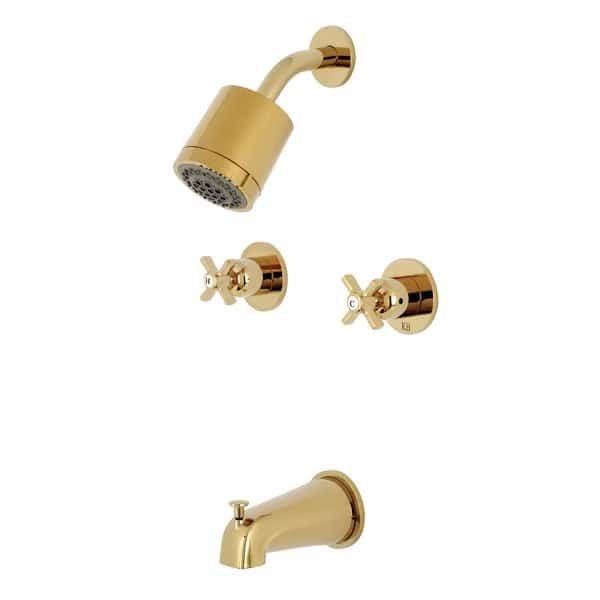 Tub and Shower Faucet, Polished Brass, Wall Mount
