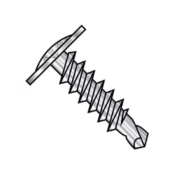 Self-Drilling Screw, #12-14 x 3/4 in, Plain 410 Stainless Steel Truss Head Phillips Drive, 750 PK