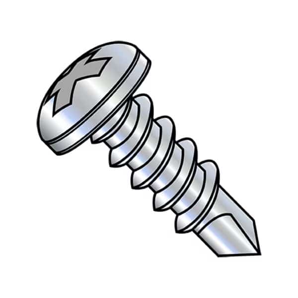Self-Drilling Screw, #8-18 x 5/16 in, Zinc Plated Steel Pan Head Phillips Drive, 10000 PK
