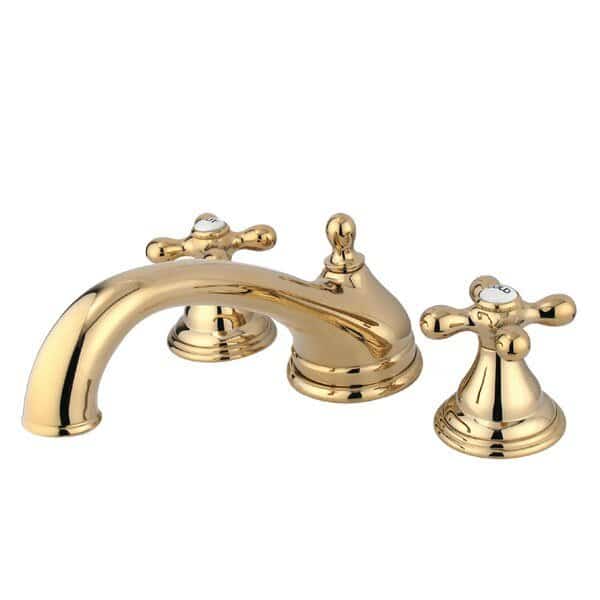 Roman Tub Faucet, Standard, 8" to 36", 3, Deck Mount, Polished Brass